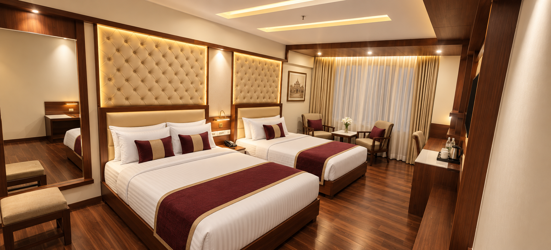 Family Queen room at Hotel Preethi International, Mysuru