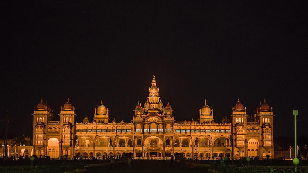 Illuminated Mysore Palace in Mysuru at dusk