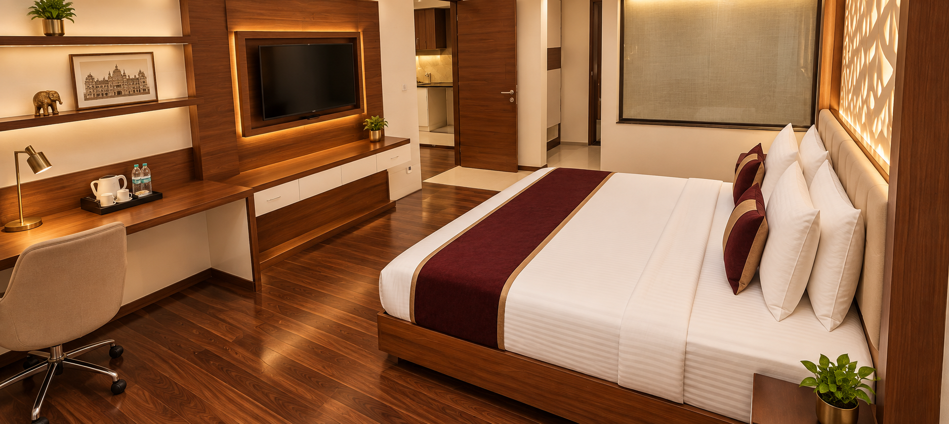 King Club room interior at Hotel Preethi International, Mysuru