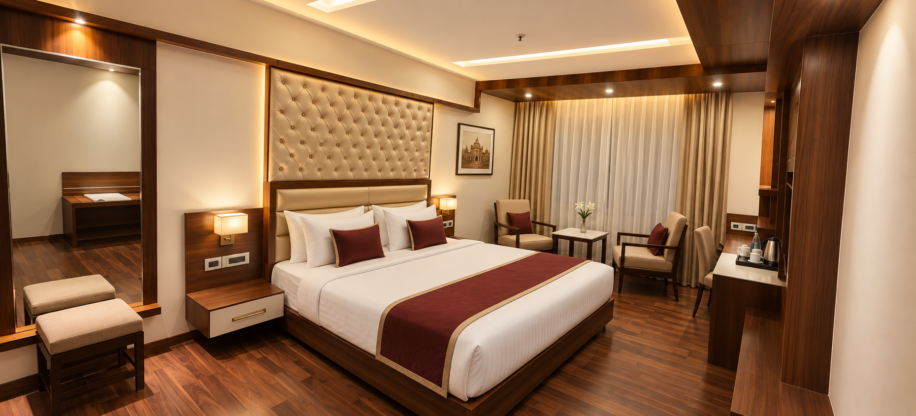 Spacious King Club room at Hotel Preethi International, Mysuru