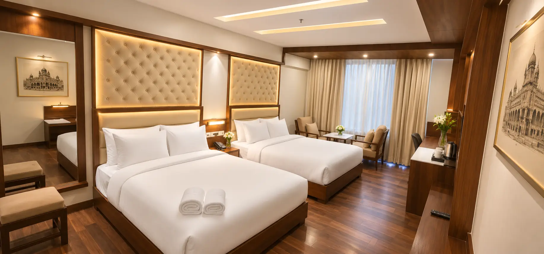 Queen Suite with two queen beds at Hotel Preethi International, Mysuru