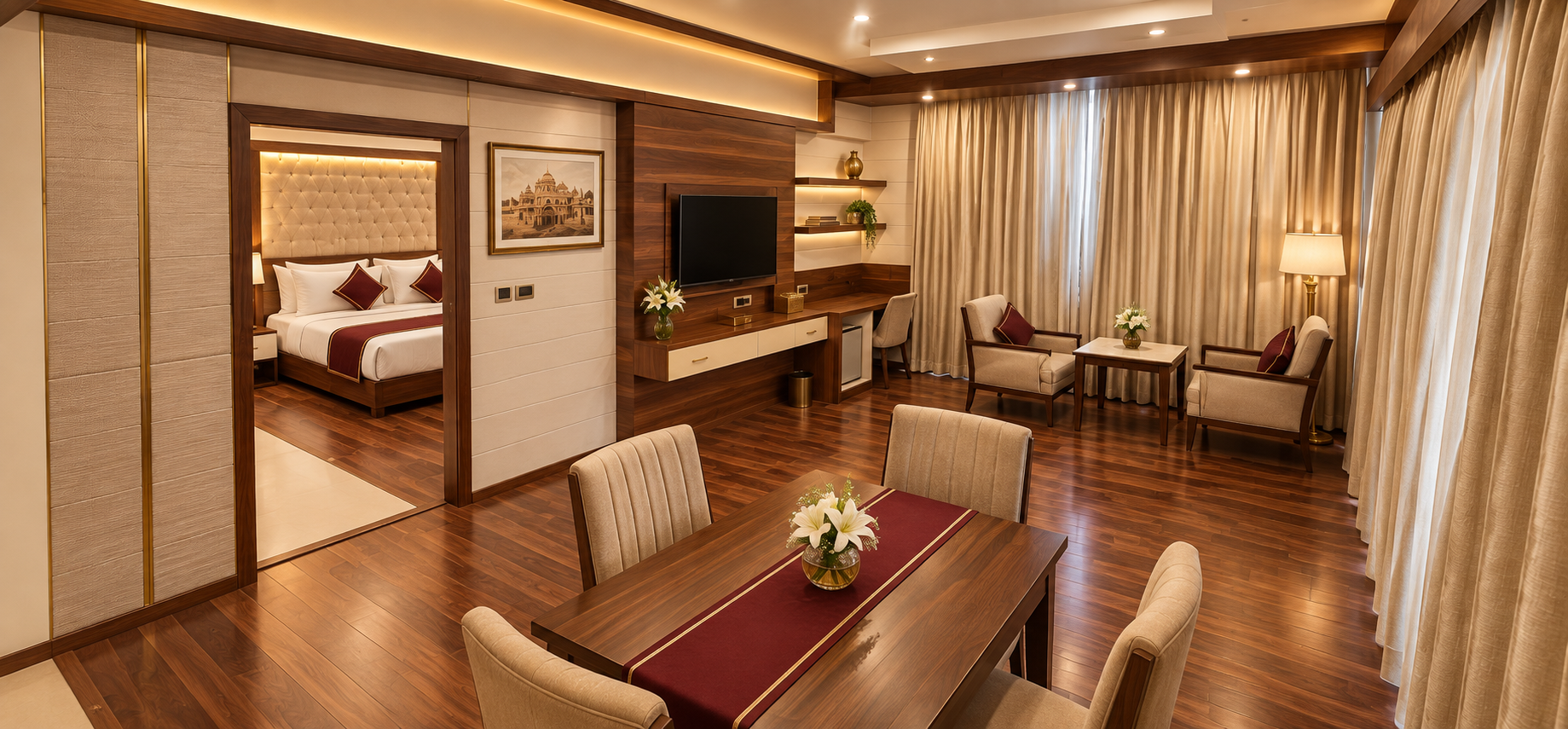 Suite room at Hotel Preethi International, Mysuru